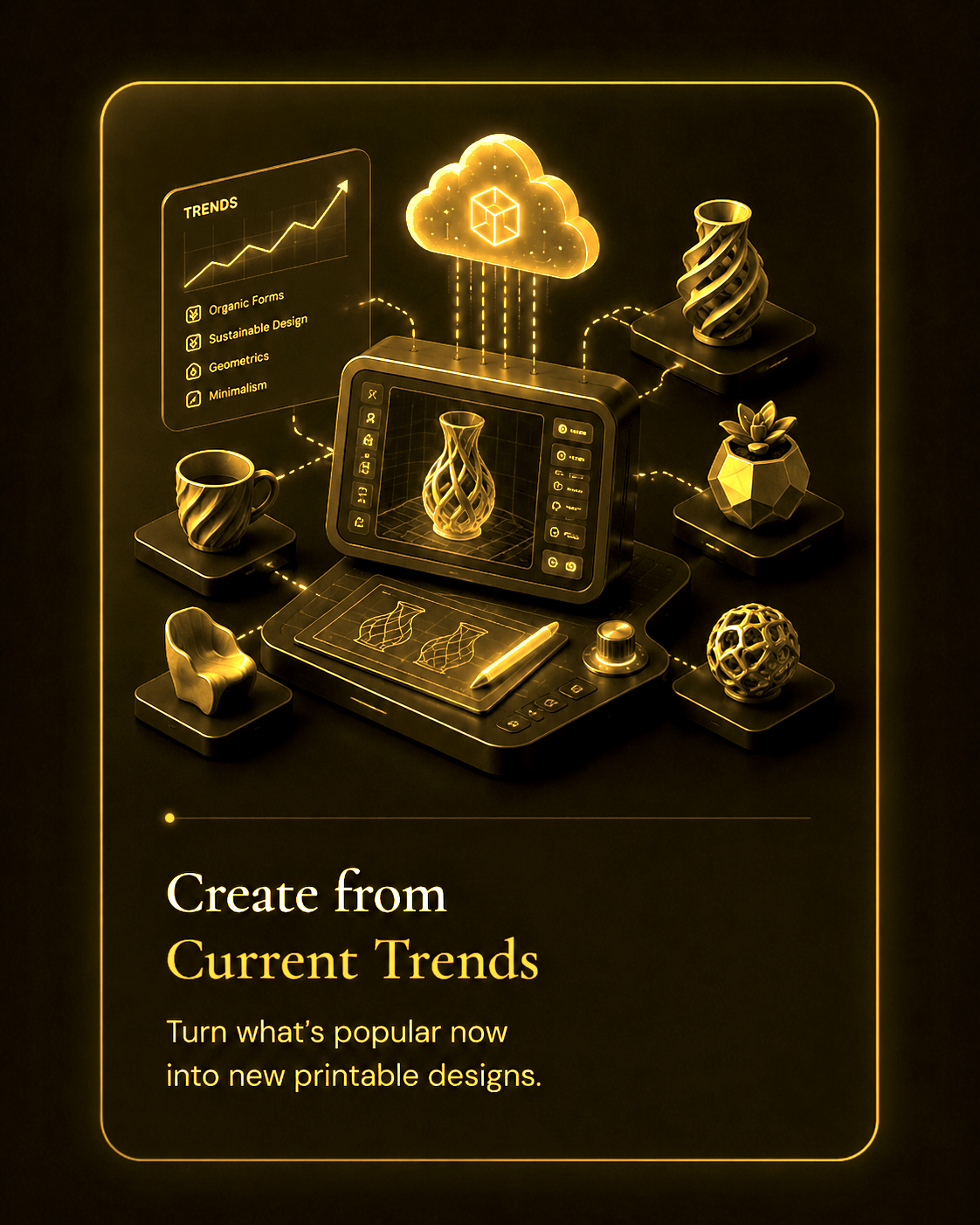 Design and create new 3D models based on current trends.